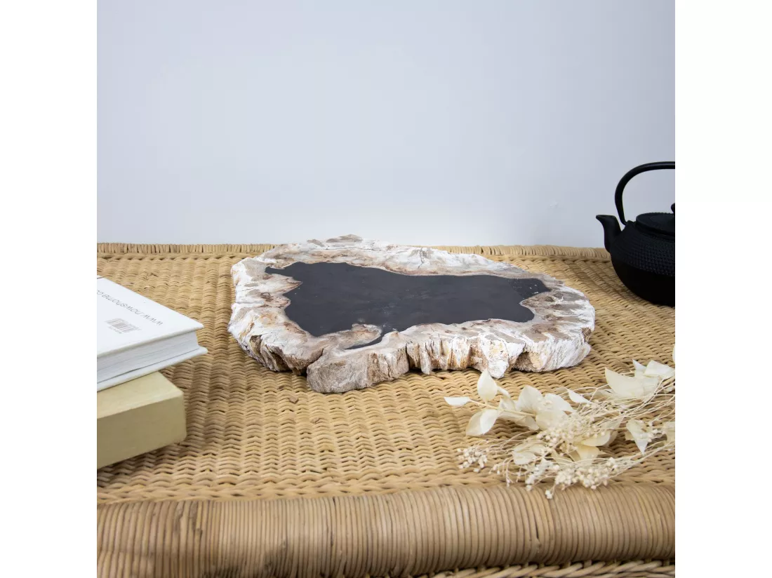 Now's Home - Plateau De Presentation En Bois Petrifie Nuances 30x34x2cm Palu