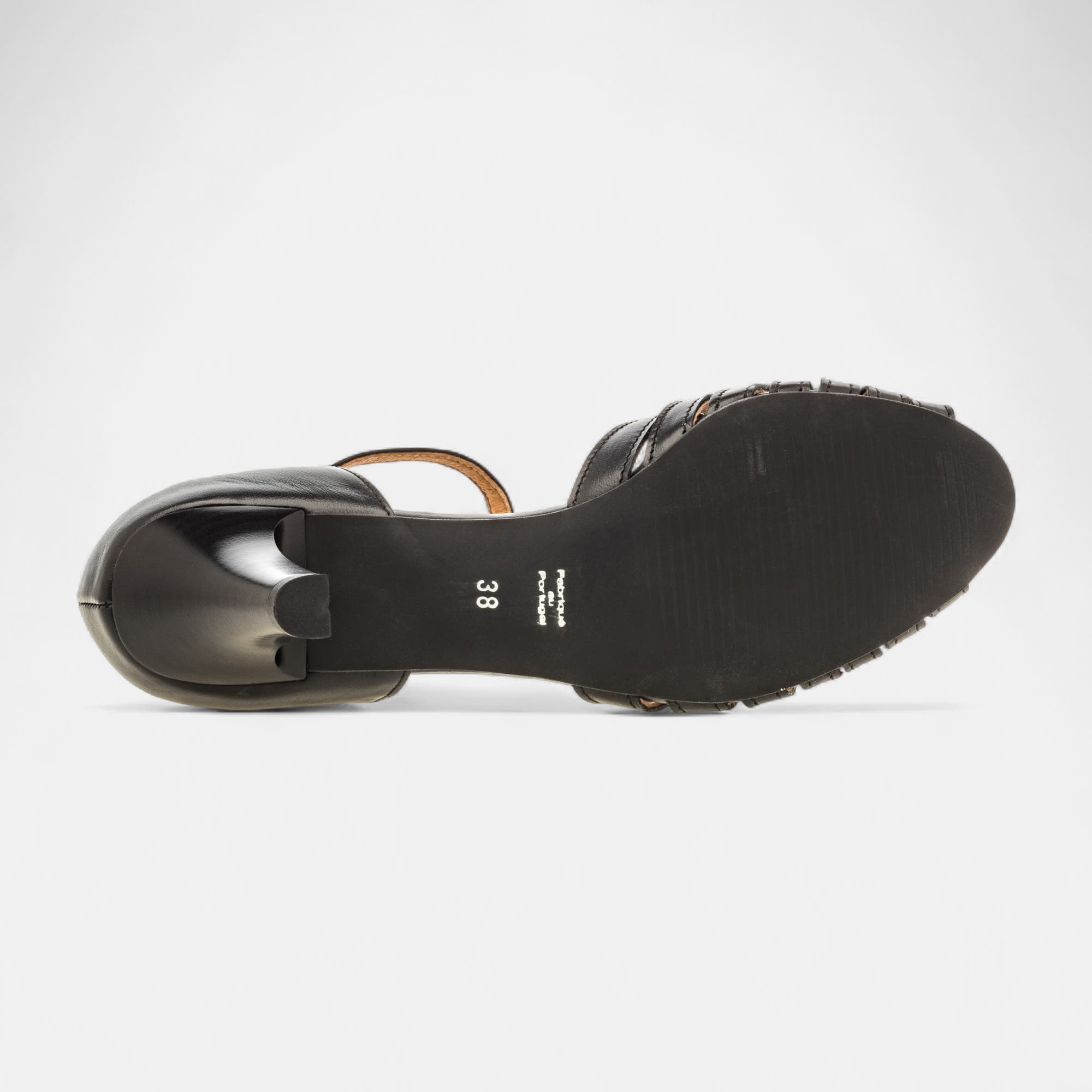 Nu-pieds à talon Femme en cuir noir
