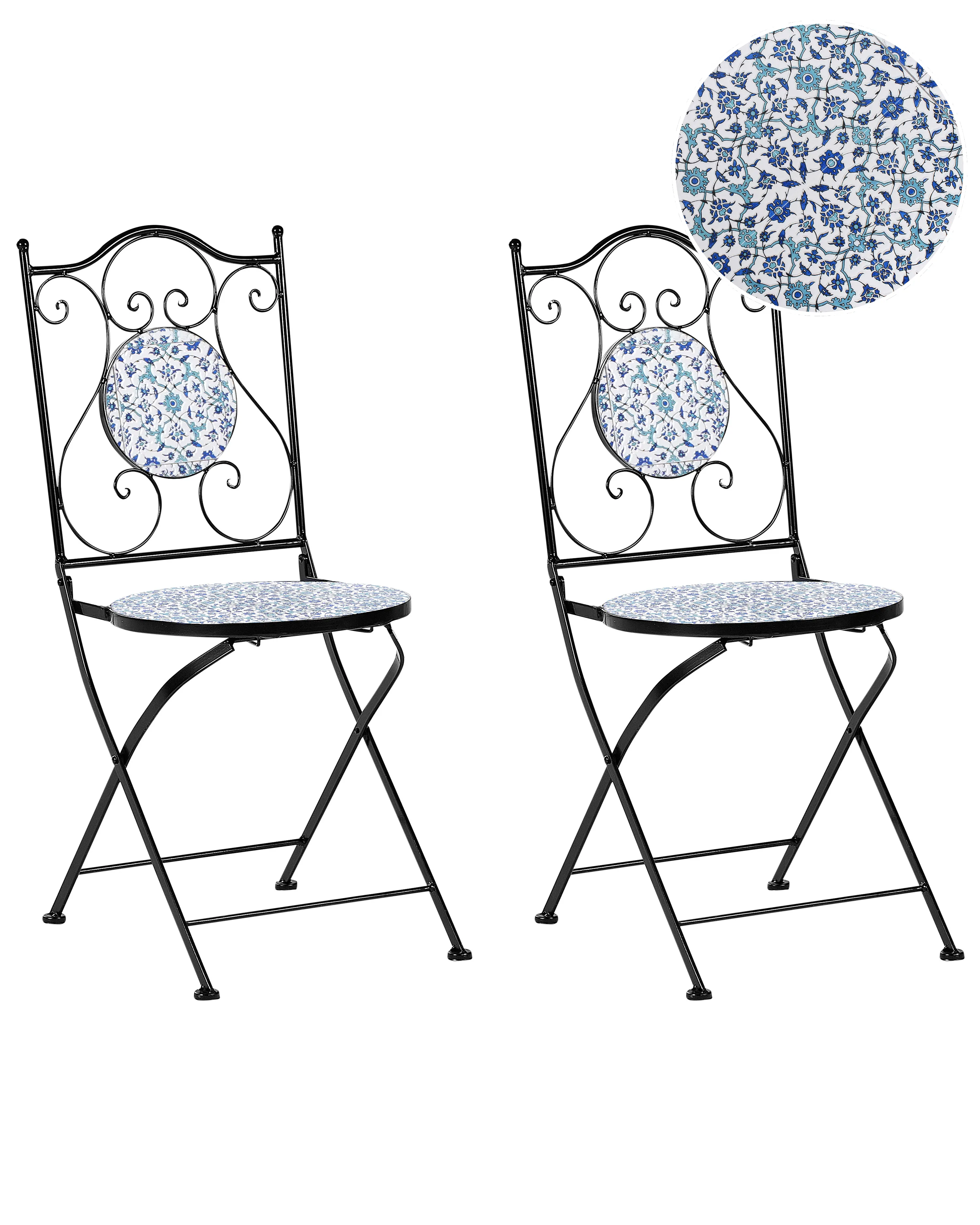Set van 2 tuinstoelen CHAPECO inklapbaar Metaal Zwart