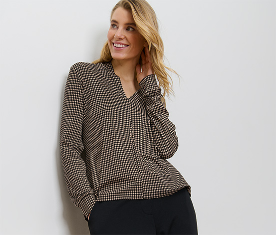 Bedrucktes Blusenshirt mit V-Ausschnitt