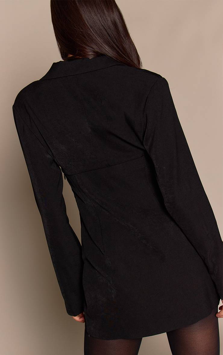 Noir Combi-short Blazer À Détail Cache-cœur En Tissu Tissé