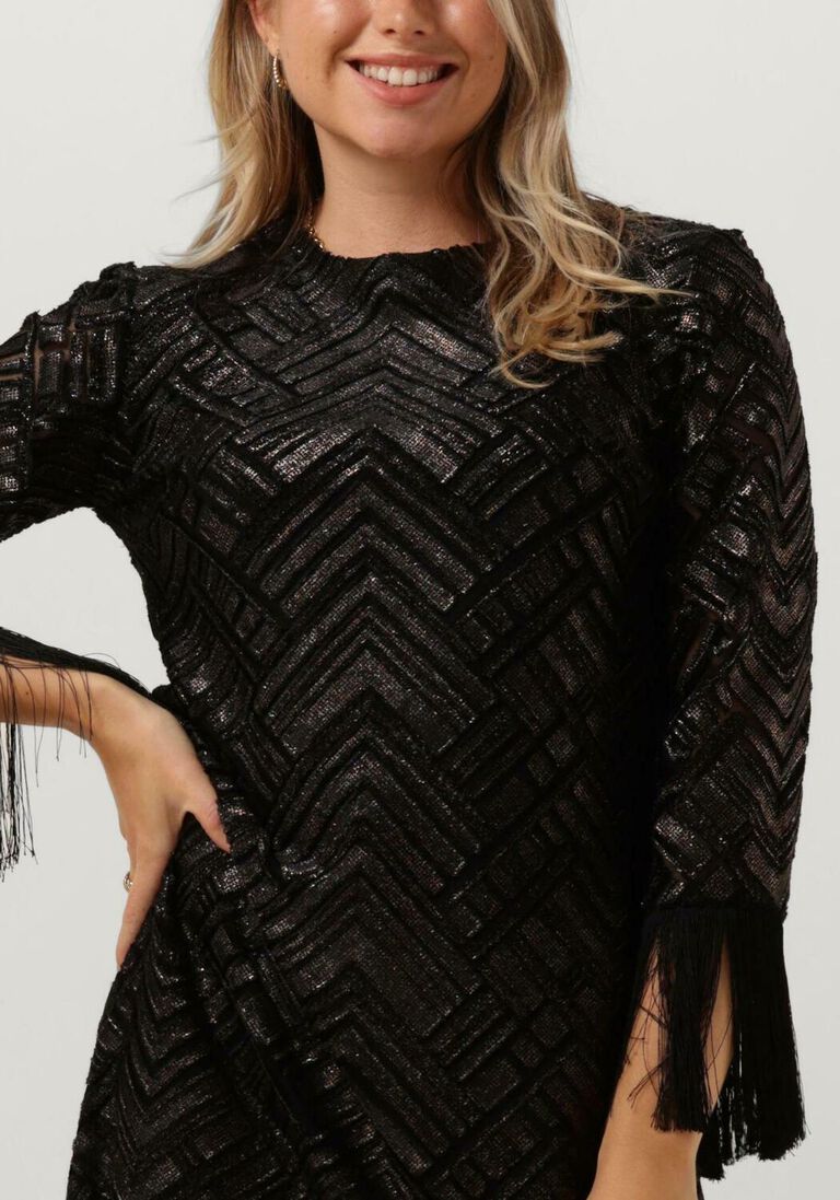 ANA ALCAZAR zwarte ana alcazar mini jurk 60s dress fringes