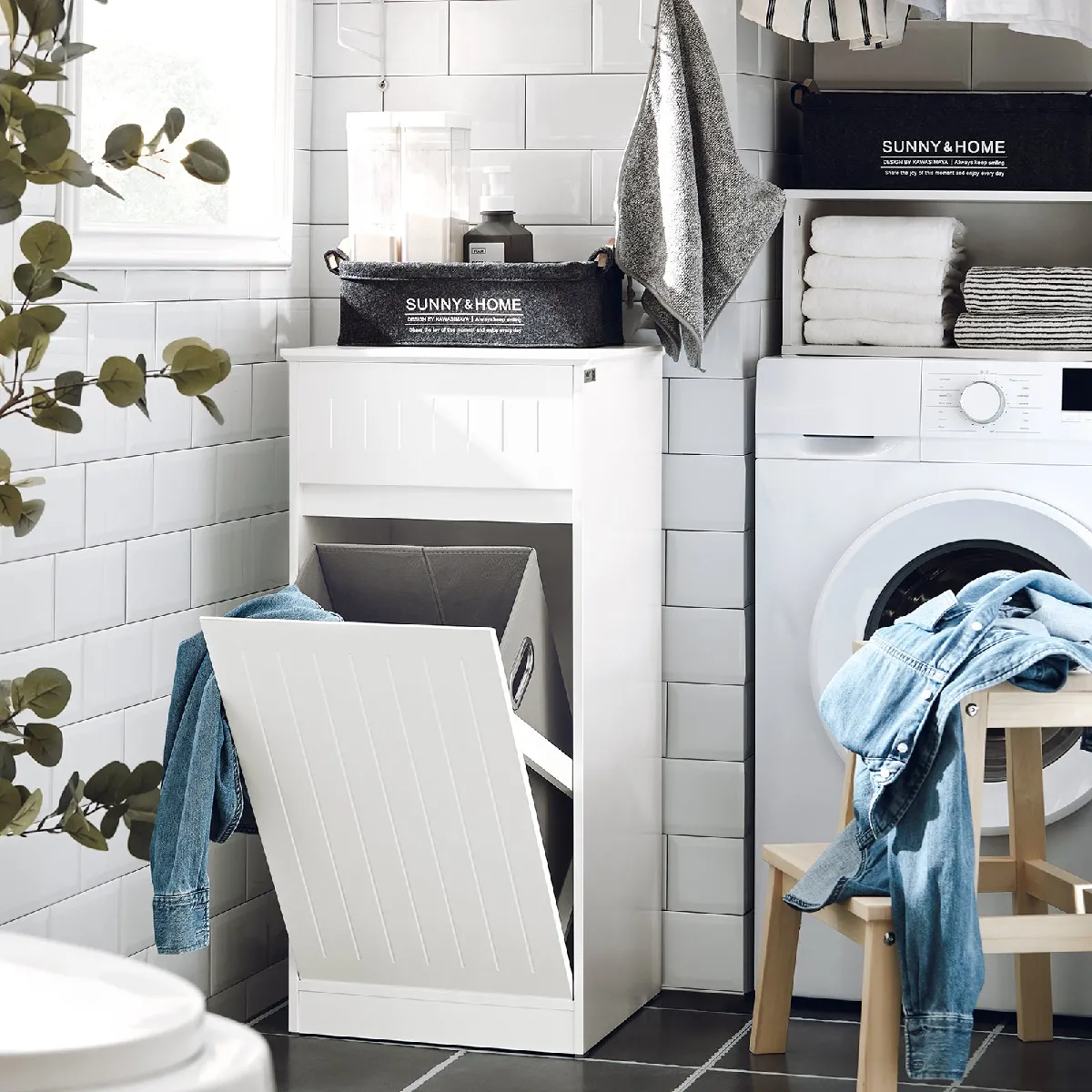 SoBuy Armoire à linge BZR110-W