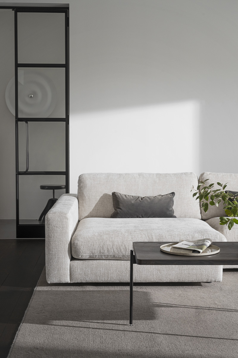 Modulaire gestoffeerde hoekbank Duncan  - 258 cm Lichtgrijs/beige
