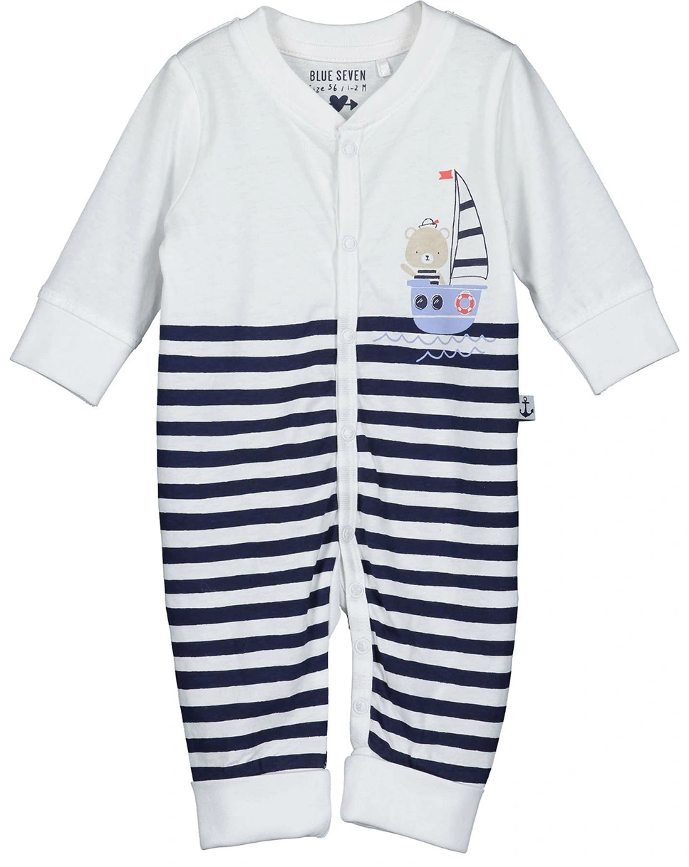 Strampler SHIP AHOY gestreift in white