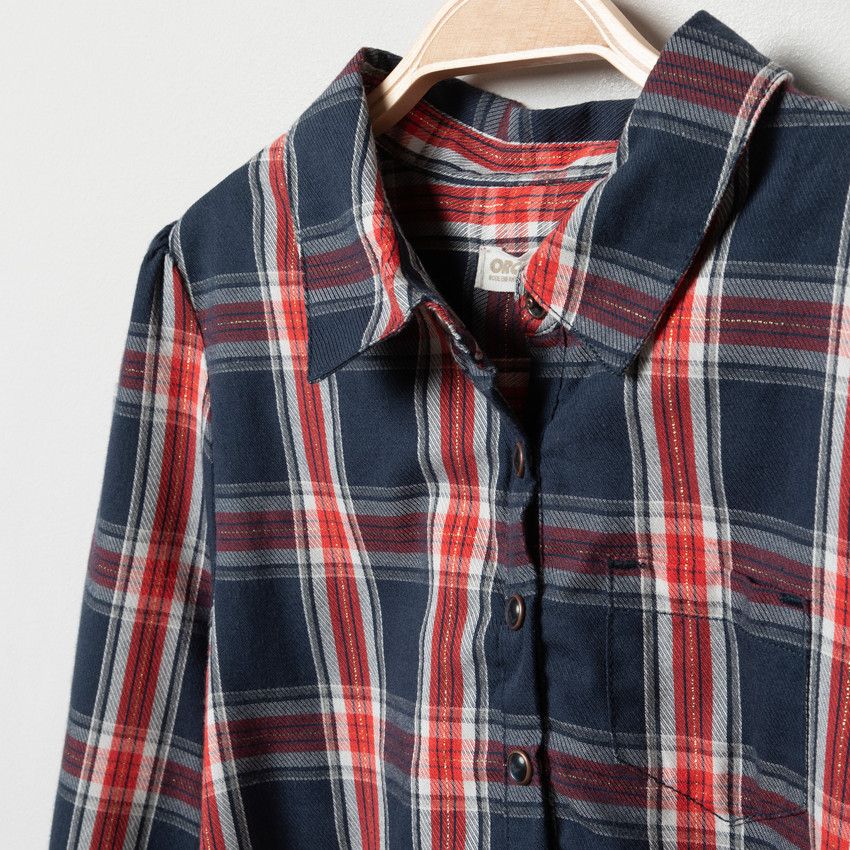 Robe manches longues à carreaux pour enfant fille - Bleu marine