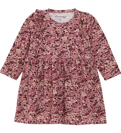 Minymo KjoleBody l/æ - Dusty Rose m. Blomster