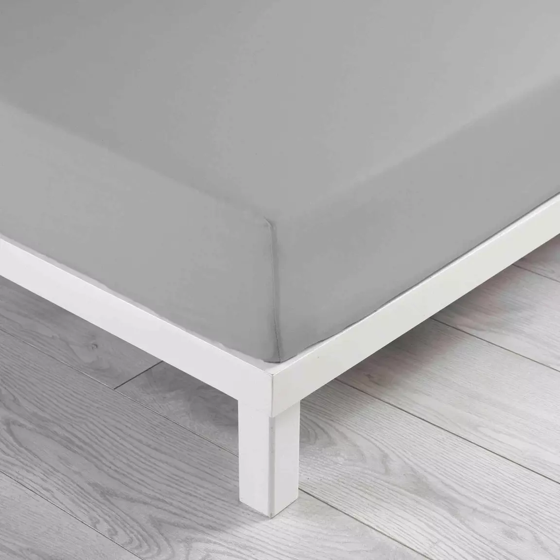 Drap housse coton lavé (160 x 200 cm) Linette Gris