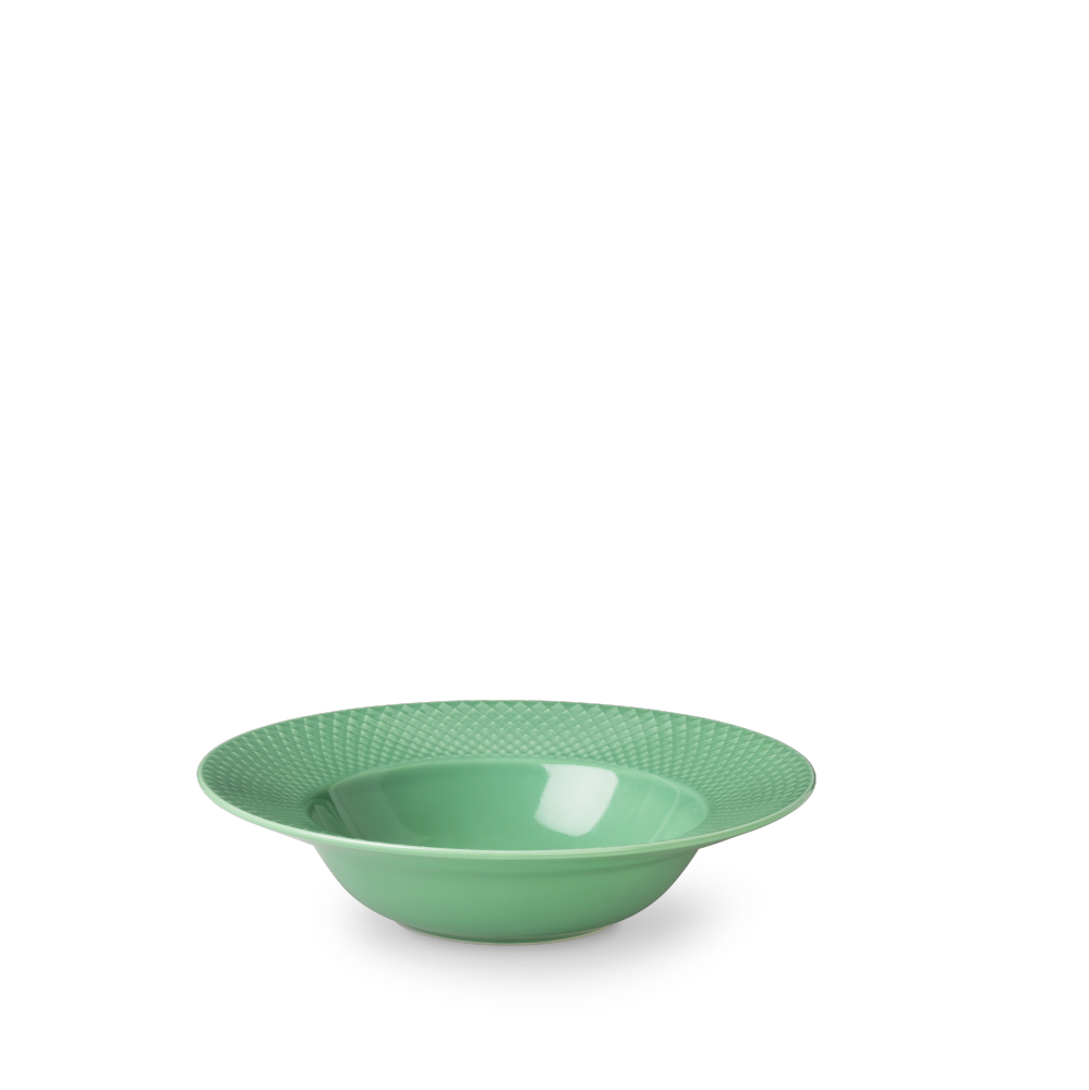 Lyngby Porcelæn  Rhombe Color dyb tallerken, grøn -  Ø: 24,5 cm.