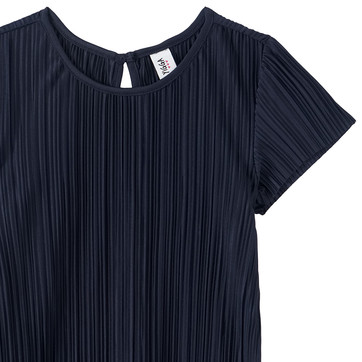Yigga Mädchen Bluse mit Plissee-Struktur dunkelblau