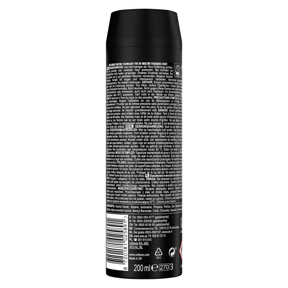 6x Axe Deodorant Bodyspray Black200 ml