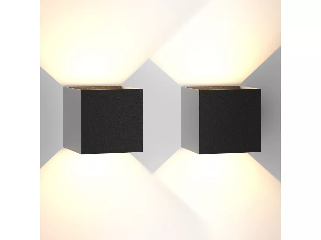 NETTLIFE applique murale LED applique extérieure lot de 2 applique murale extérieure intérieur haut bas éclairage extérieur noir moderne IP65