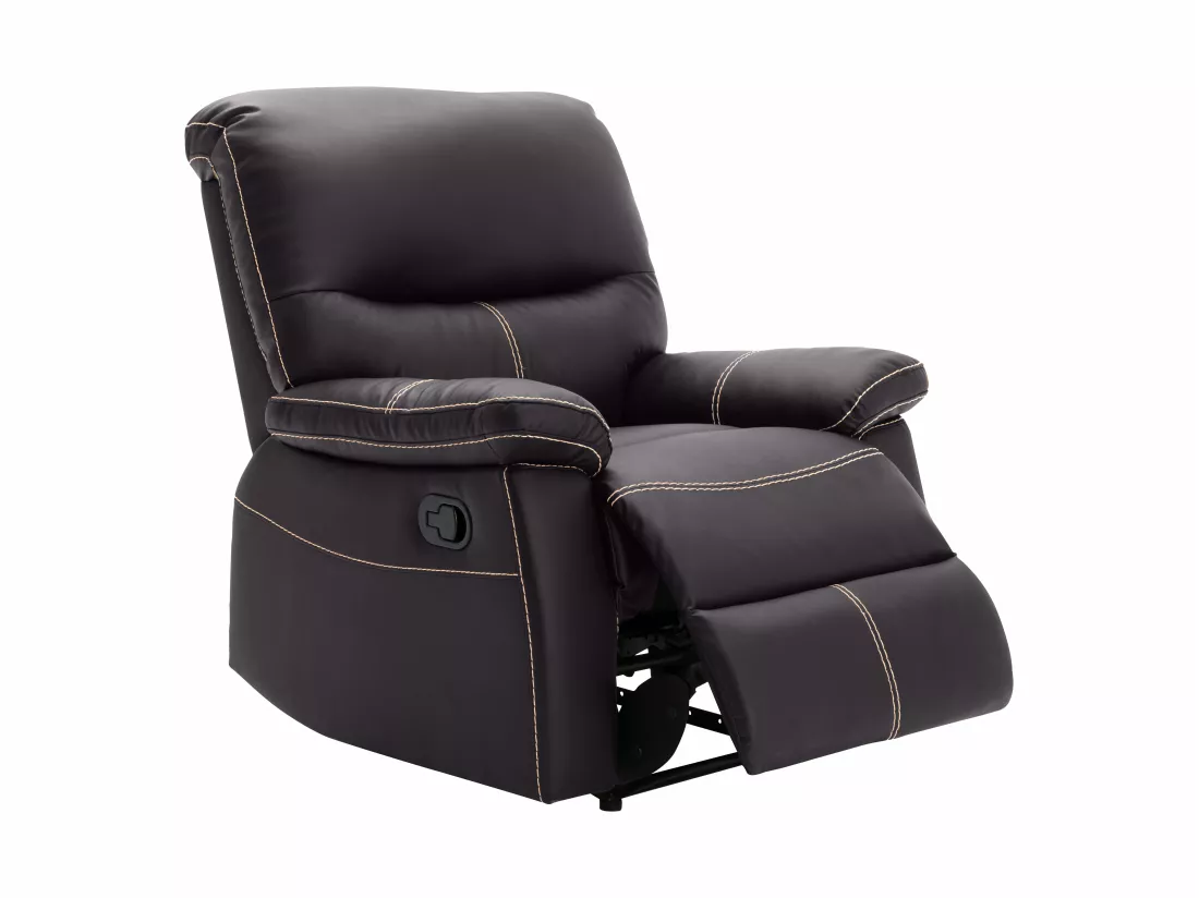 Canapés 3 places 2 places et un fauteuil relax en simili marron CANBY