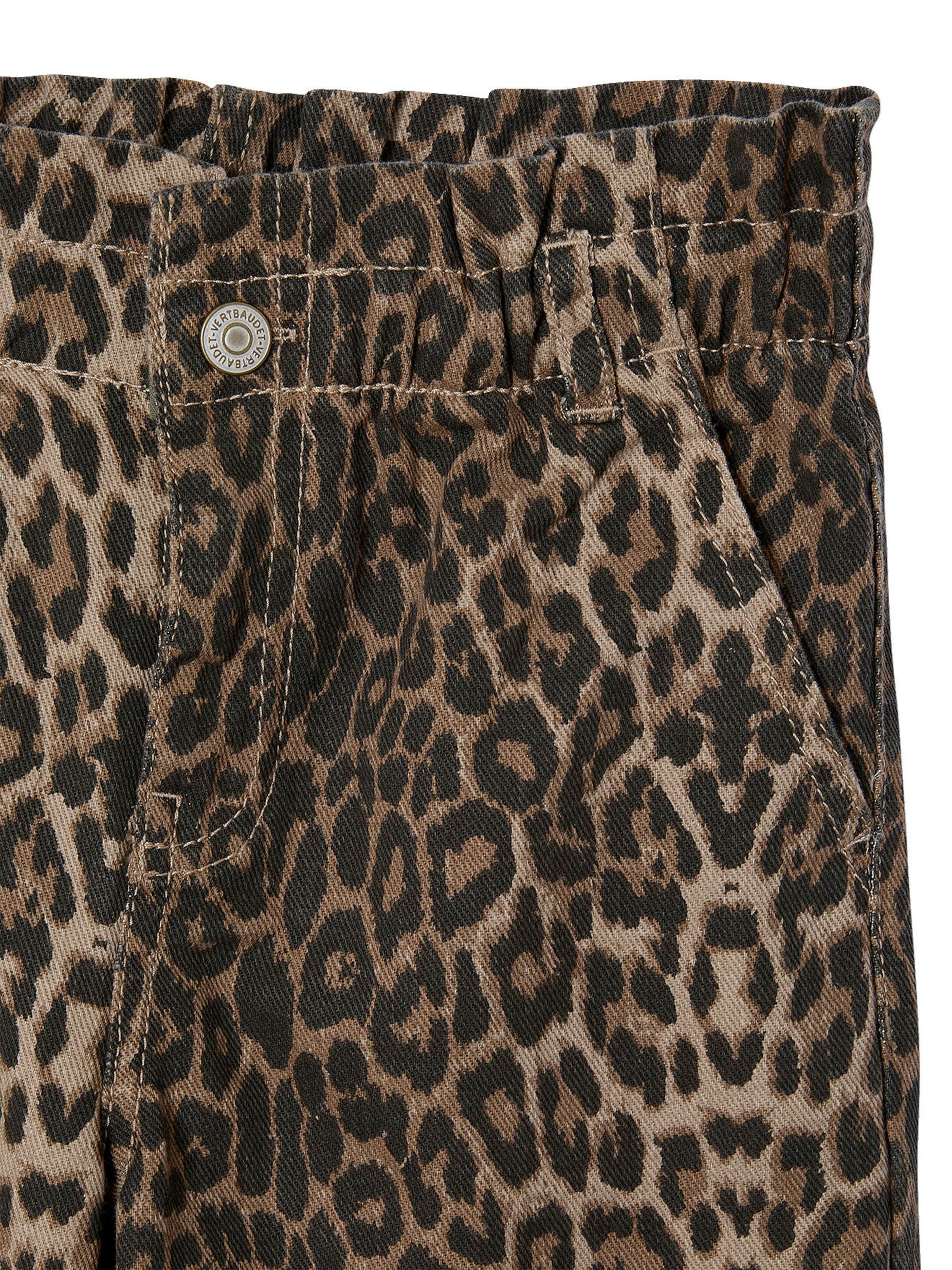 Vertbaudet Weite Mädchen Paperbag-Hose mit Leopardenmuster beige