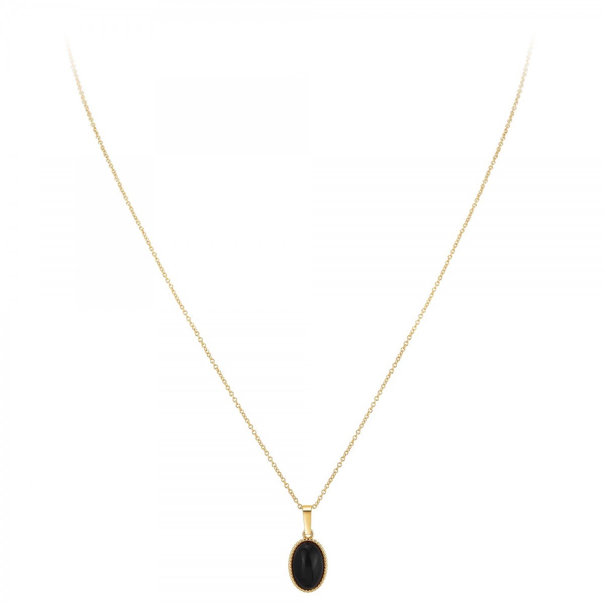 Collier SC Bohème orné d'un onyx noir en Métal rhodié Finement doré