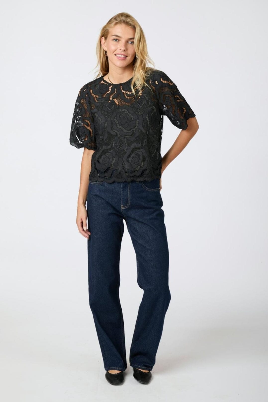 Neo Noir Trisha Big Lace Blouse