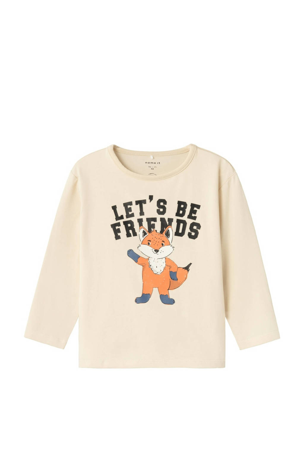 NAME IT longsleeve NMMOLAND met printopdruk beige