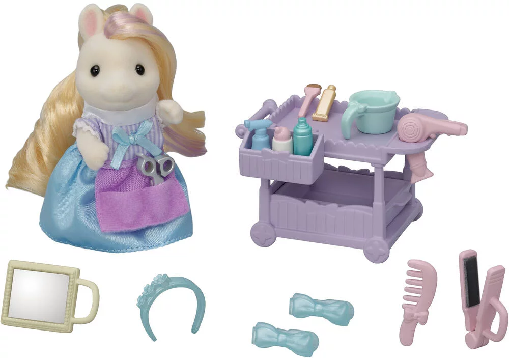 FIGURINE - LA MAMAN PONEY ET SON KIT DE COIFFURE - SYLVANIAN FAMILLES
