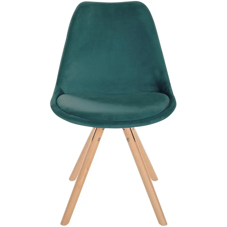 CLP Eetkamerstoel Sofia natura (ronde) Frame - Fluweel - groen