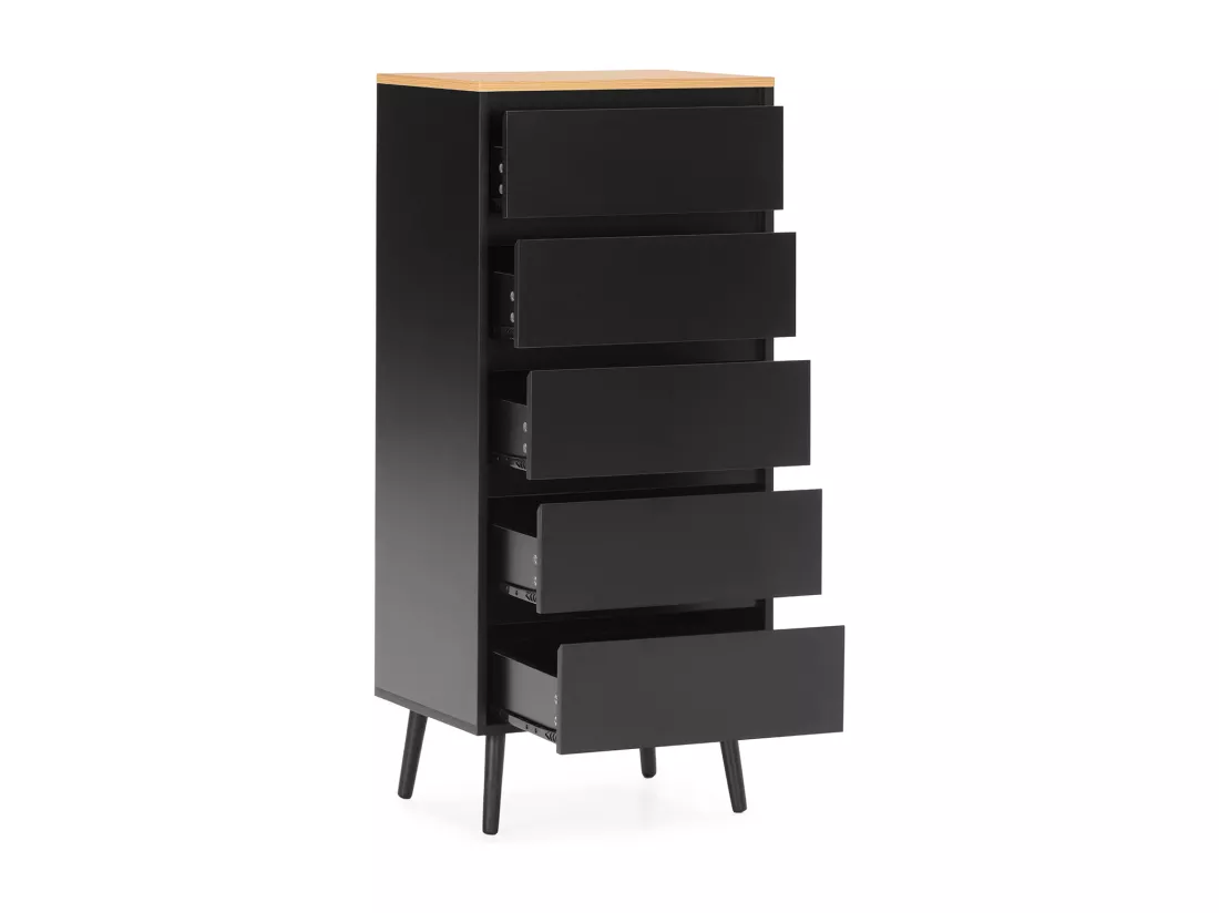 Commode haute Desi 5 tiroirs couleur Noir
