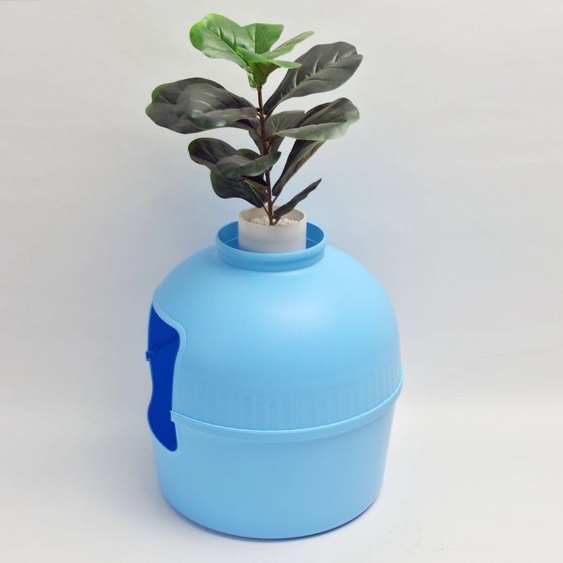 RHRQuality - Flower XXL - Kattenbak - Fris Blauw - Verborgen Kattentoilet - Grote Ingang