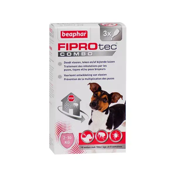 Beaphar FiproTec Combo para cães de pequeno porte (2-10 kg), 3 pipetas