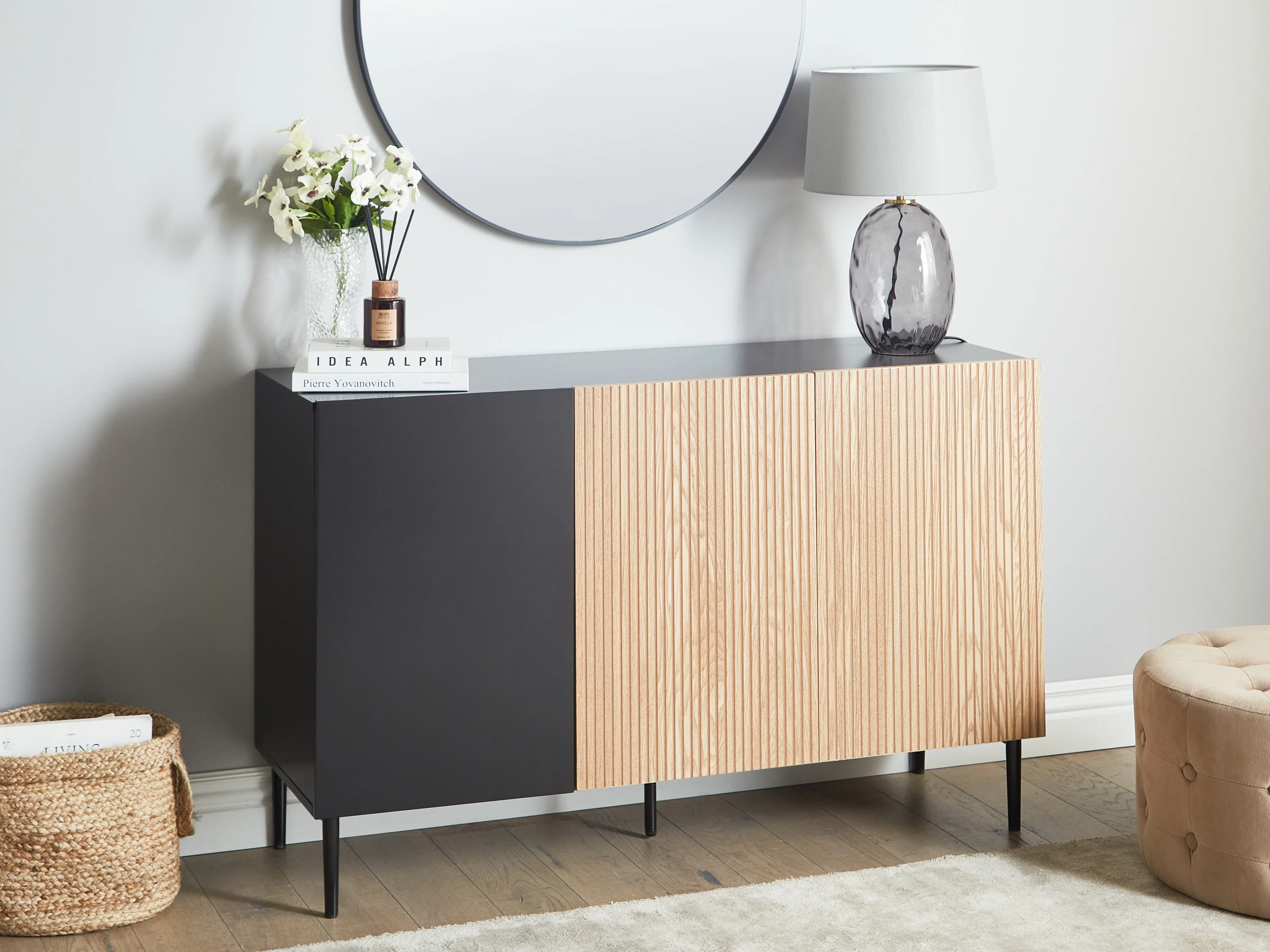 Kast BLYTHE Natuurlijk essenhout Zwart