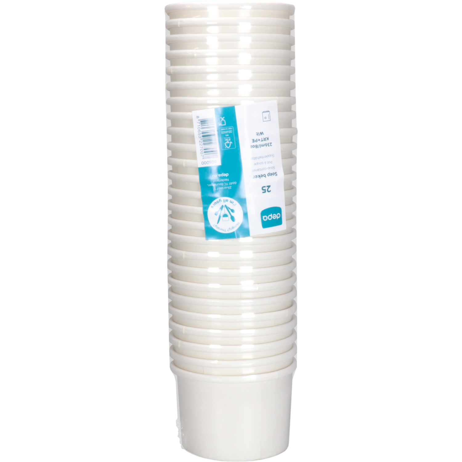 Depa, Soepbeker, Karton + PE, 236ml, 8oz, 60mm, wit