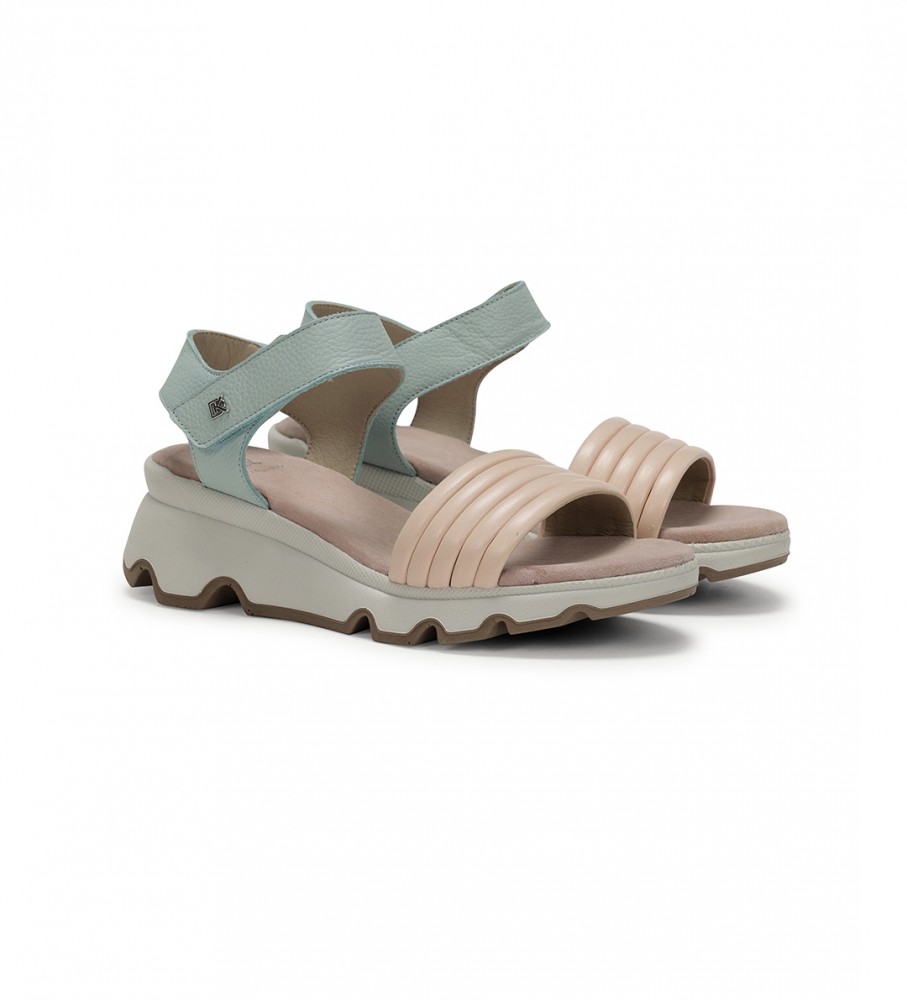 Sandálias Dorking by Fluchos Lais em couro azul - Salto plataforma de 6 cm -
