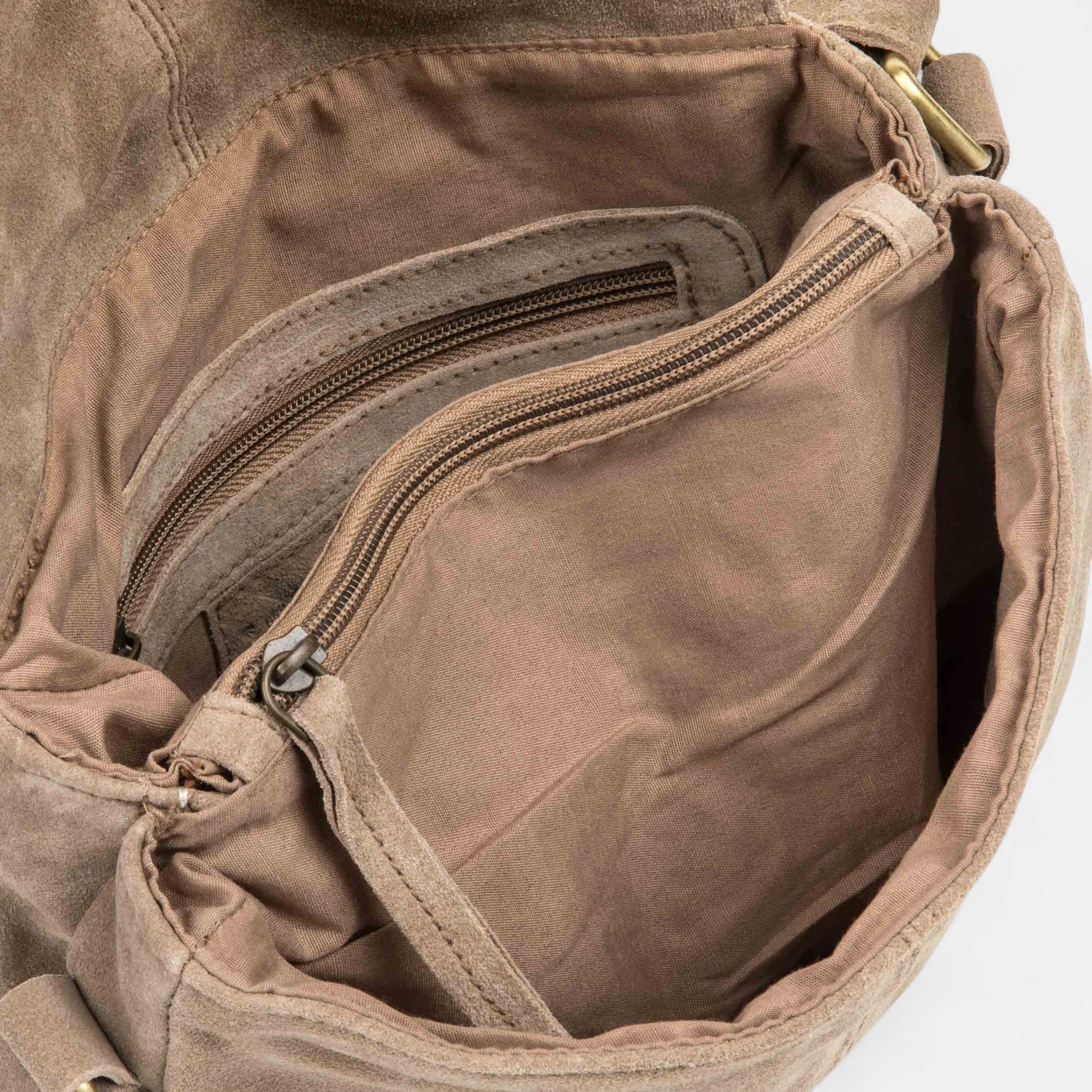 Sac bandoulière en cuir beige