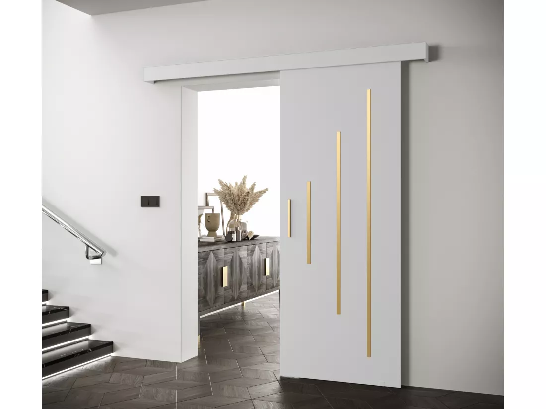 Portes coulissantes Salwador Y 90x204 cm (Blanc / Blanc / Or)
