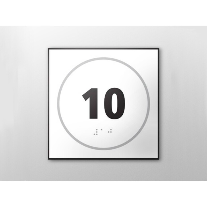 Plaque de porte NUMERO 10 - relief et braille