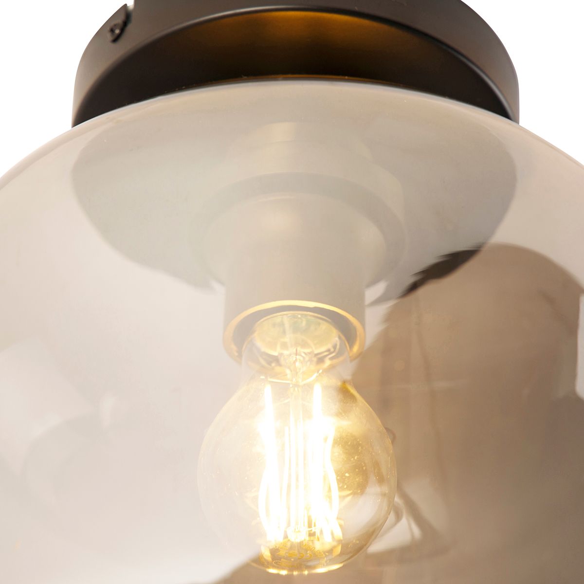 Smart plafondlamp zwart met goud en smoke glas incl. Wifi A60 - Zuzanna
