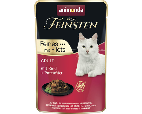 Animonda Finest natvoer voor katten met rund- en kalkoenfilet, 85 g