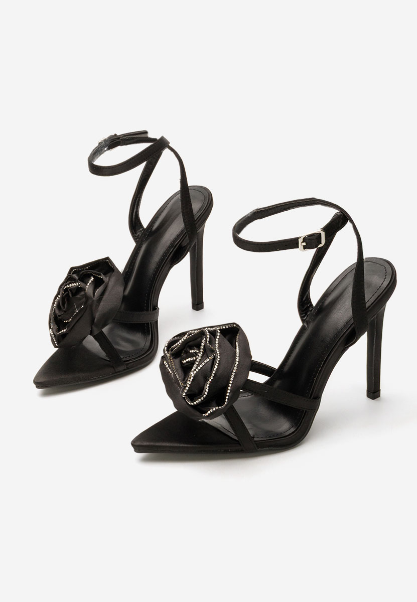 Sandales à talon fin noirs Meliysha
