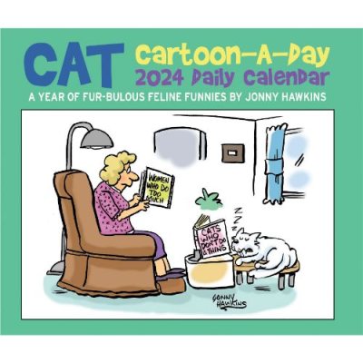 Cat Cartoon-A-Day by Jonny Hawkins 2024 6.2 X 5.4 Box Calendar (Calendar)