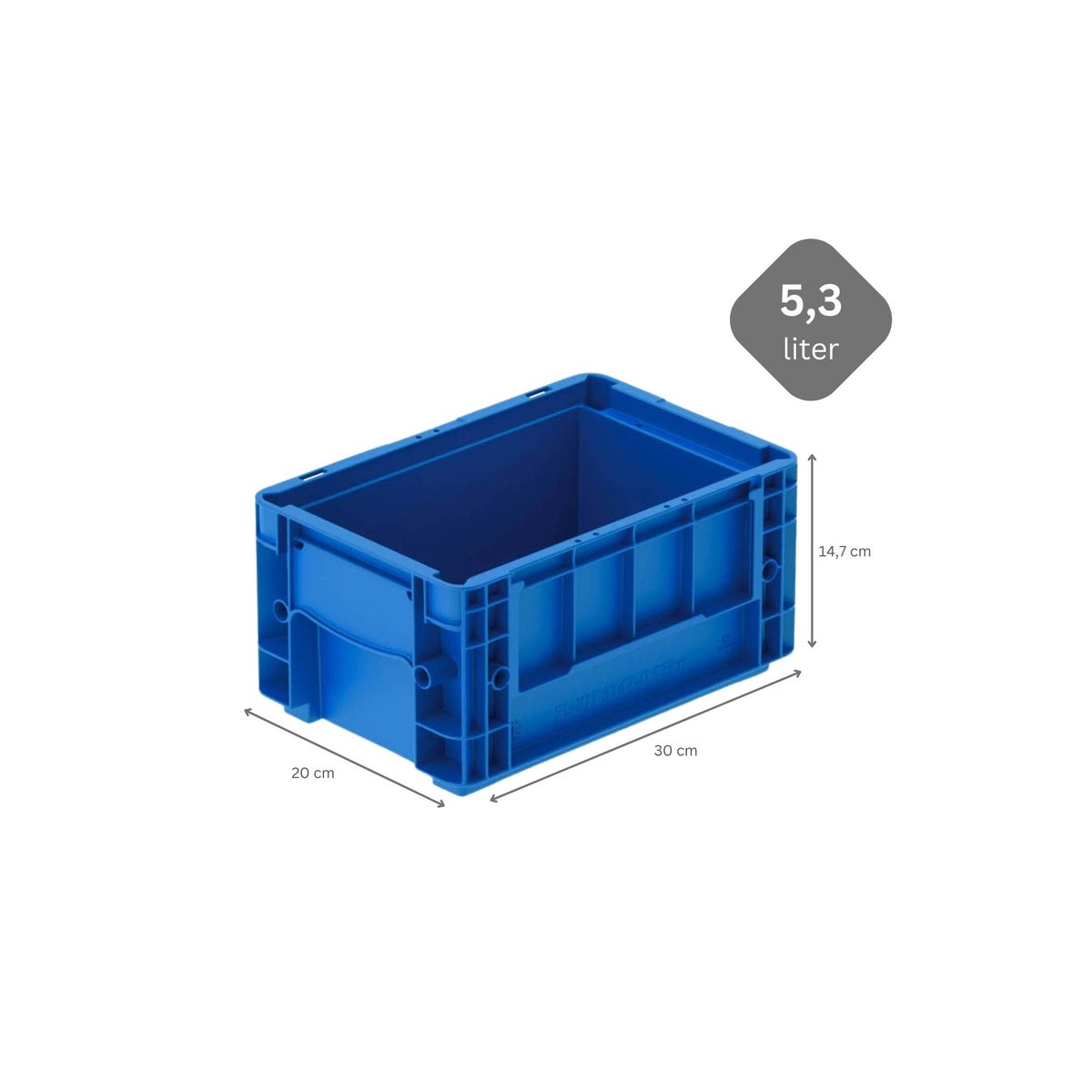PROREGAL VDA KLT Kleine Ladingdrager Licht Met Gladde Bodem HxBxD 14,7 x 20 x 30 cm 5,3 Liter KLT Transportbox Transportcontainer Stapelcontainer