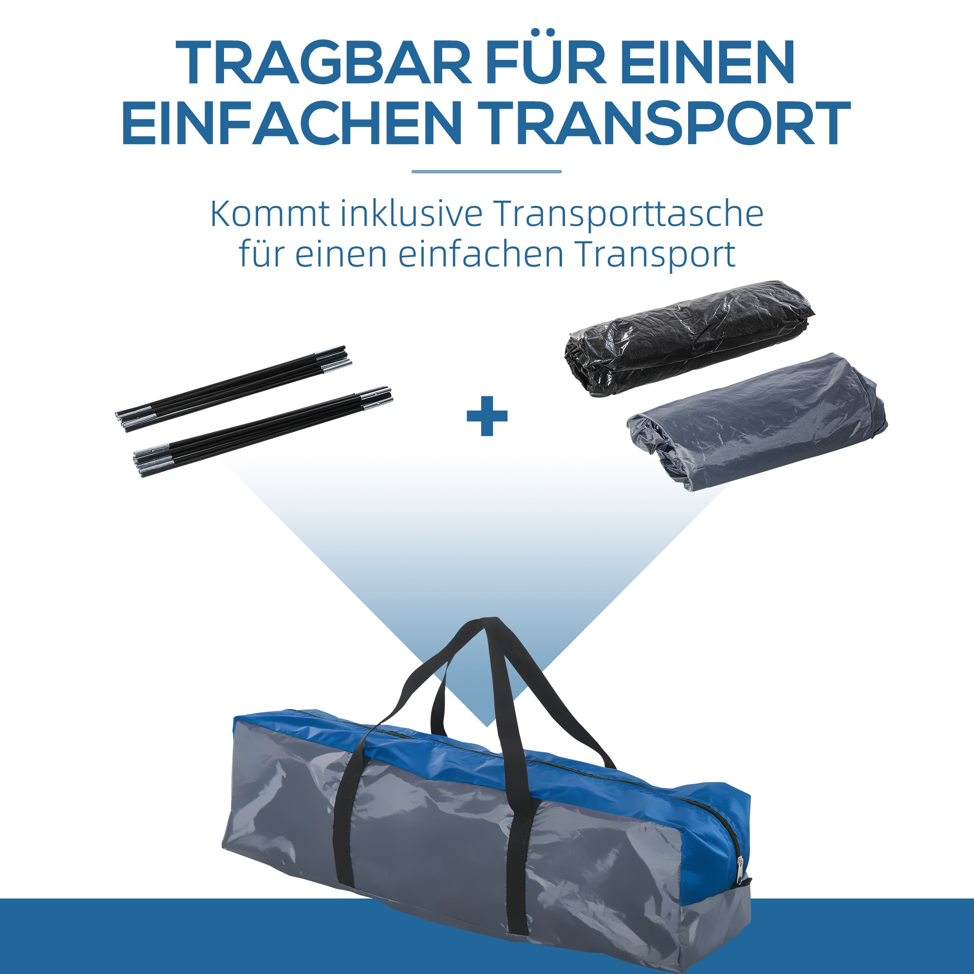 Outsunny Doppelwandzelt für 4 Personen blau 300 x 250 x 130 cm