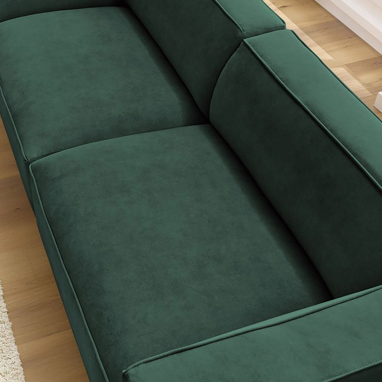 Bobochic Canapé droit fixe 4 places en Velours Molière vert - 273x99x71 cm