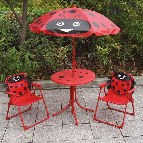 Strend Pro - Conjunto de 1 mesa con sombrilla, 2 sillas Rojo