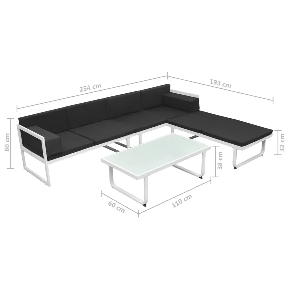 vidaXL - Loungeset - Zwart - Aluminium