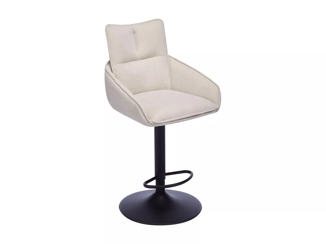 Lot de 2 tabourets de bar en tissu et métal noir - Hauteur réglable - Crème - LIKOLIA