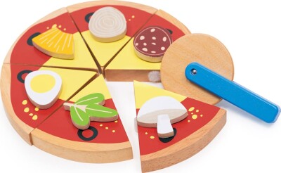Legemad I Træ Med Velcro - Pizza - Mentari