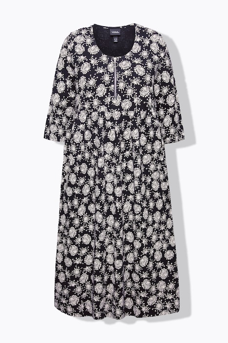 Jersey-Midikleid, Pusteblumen, Rundhals, 3/4-Arm