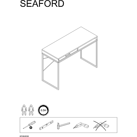 Seaford skrivebord - Egetræslook