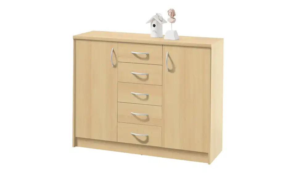 Kommode Optimus Buche (Nachbildung) Ausführung IV (2 Türen/5 Schubkästen) 86 cm