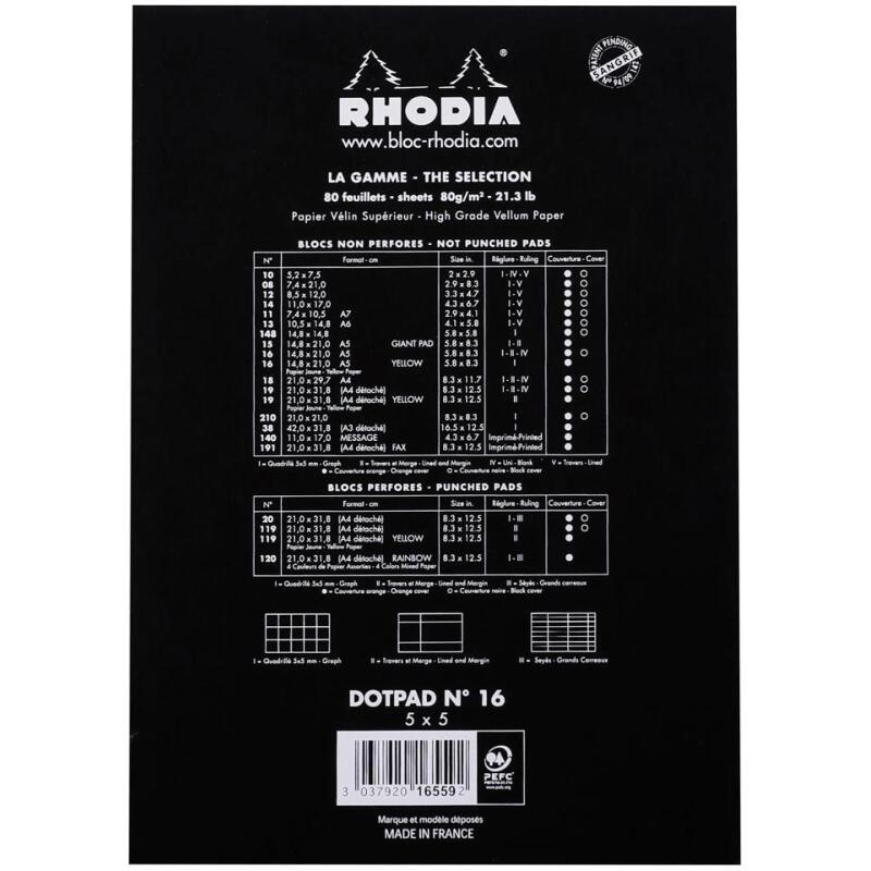 Bloc agrafé dotPad N°16 A5 80 feuilles DOT 80 g. - Noir