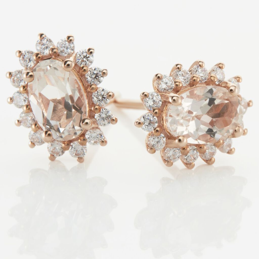 Boucles D'oreilles Puces Or Rose Monty Morganite