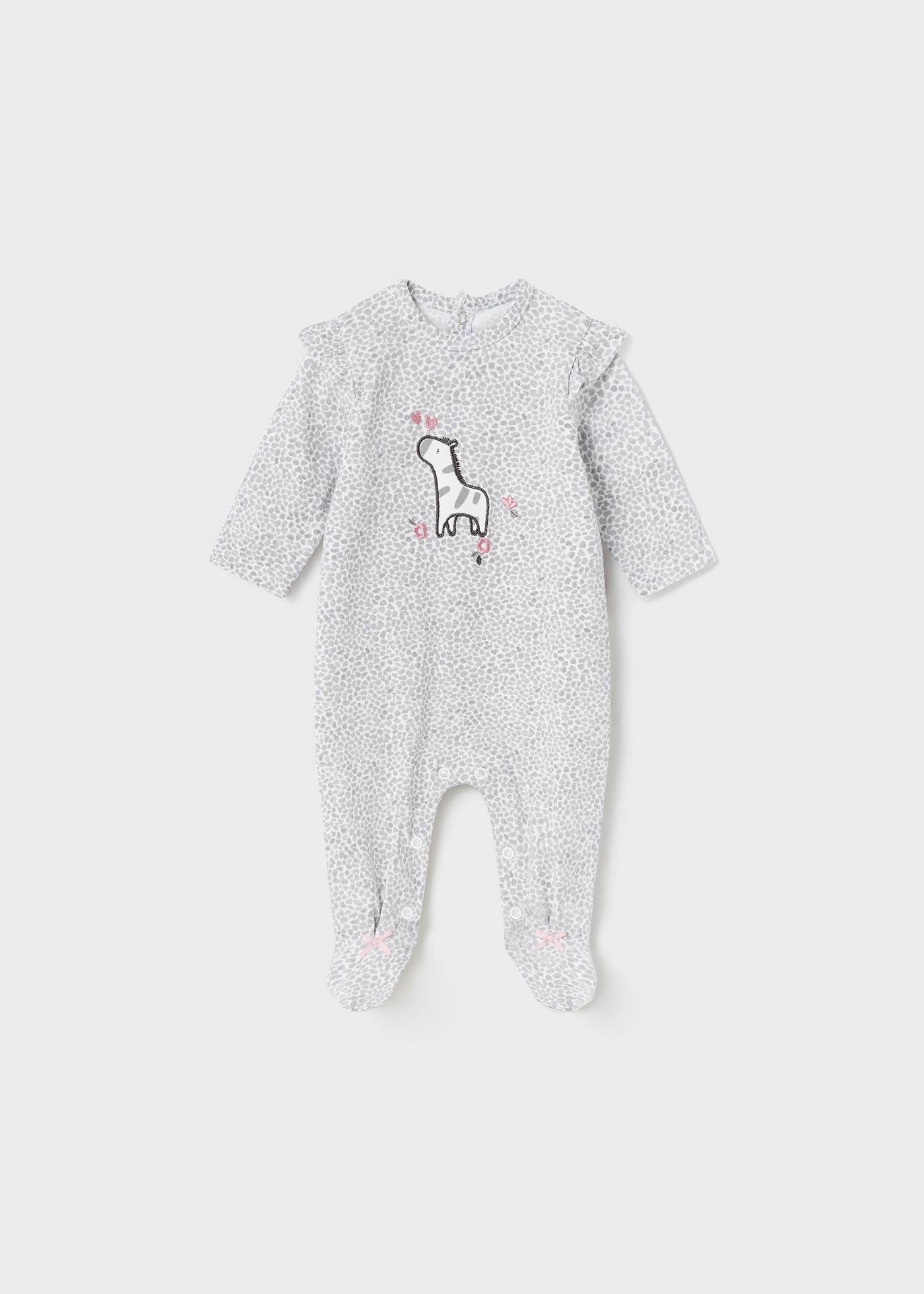 Conjunto de 2 pijamas estampados feitos de algodão sustentável para recém-nascidos.