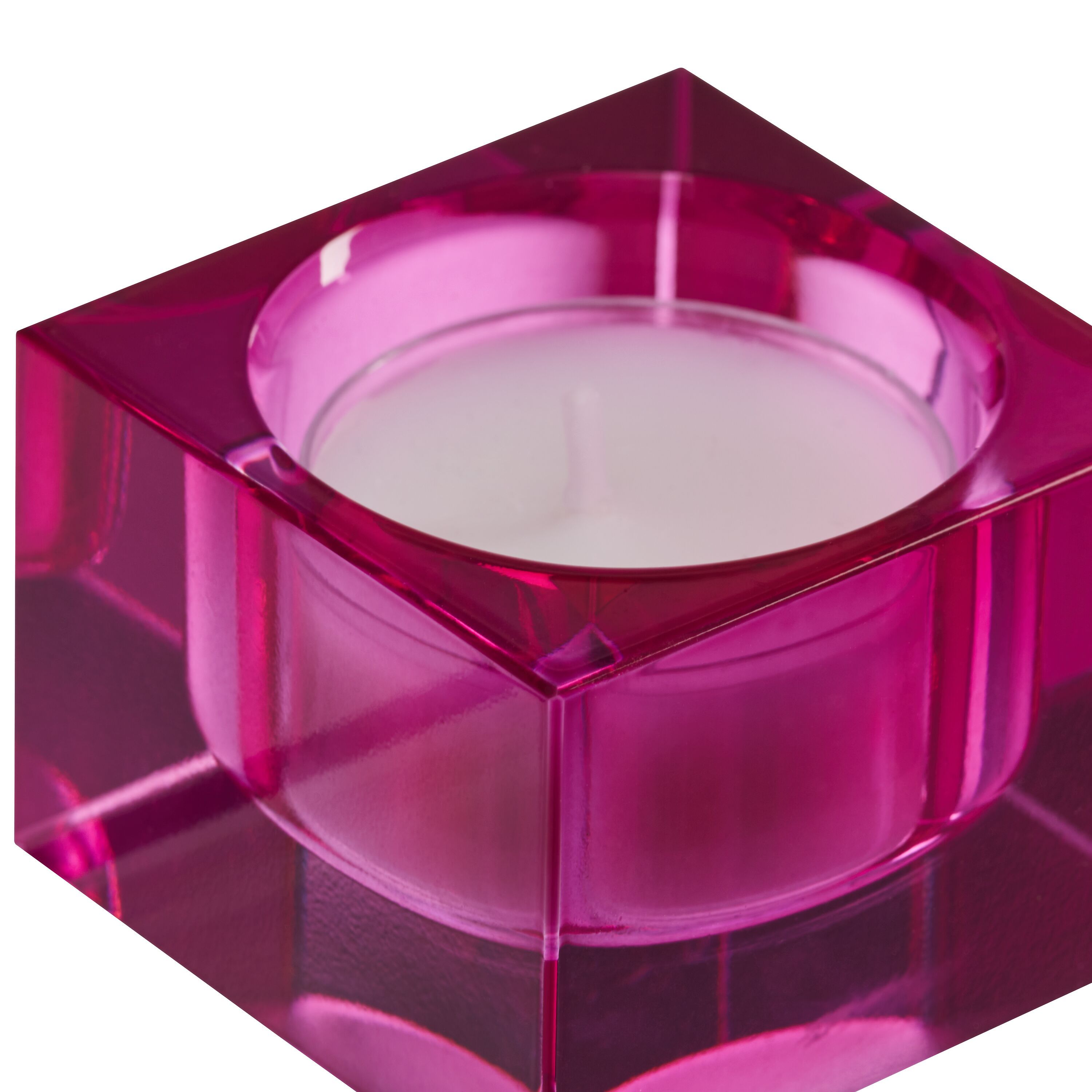 LAURA Teelichthalter - Pink / B: 5.0 cm x T: 5.0 cm x H: 3.2 cm